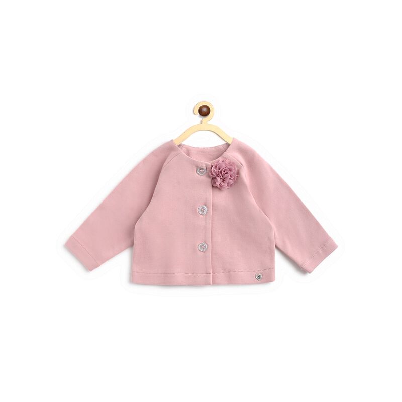Girls Medium Pink Long Sleeve Cardigan image number 0